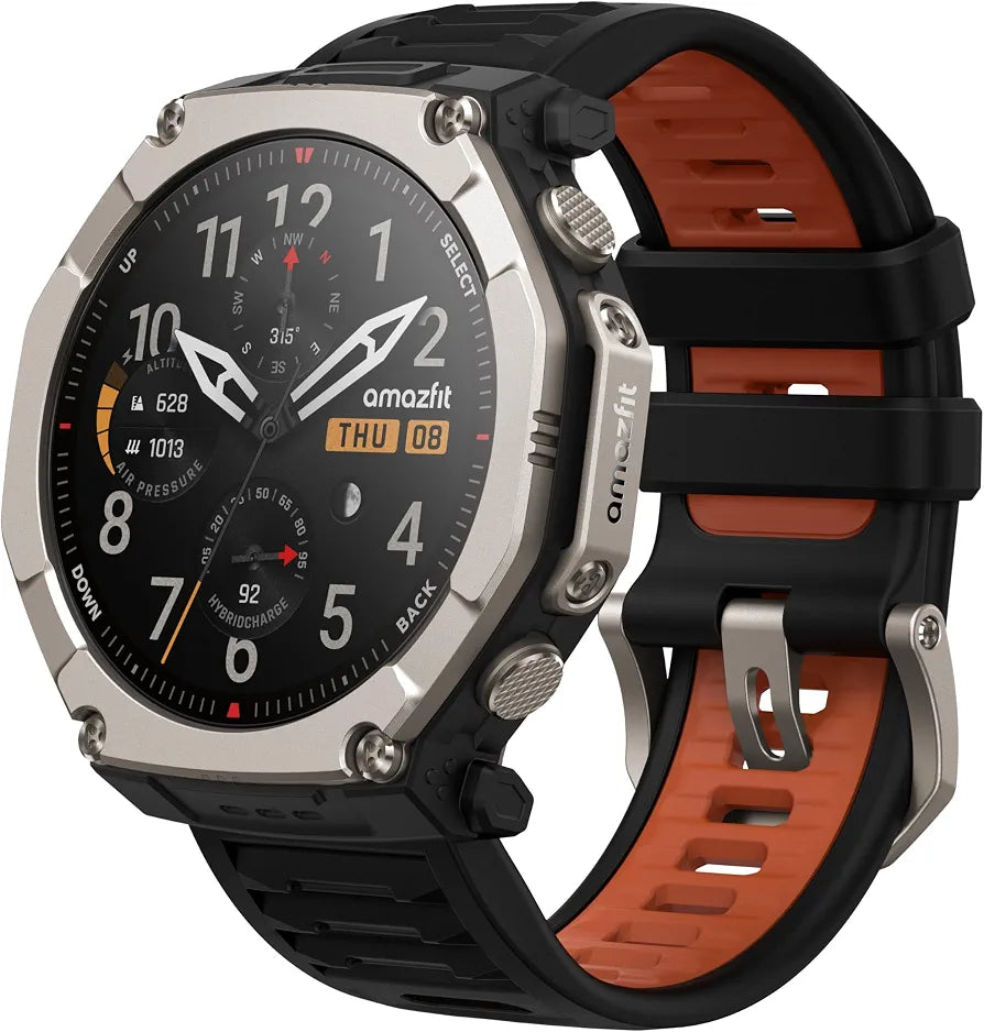Amazfit T-Rex Ultra 2 Dual-Band GPS Outdoor Smart Watch, 51mm Ti Body, 1.5" Sapphire AMOLED Display, Flashlight, 30 Days of Battery, Offline Maps, 10 ATM, 180+ Sports Mode for Android & iPhone, Black