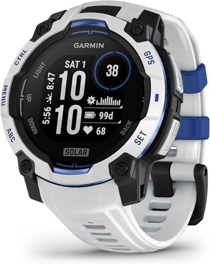 Garmin Instinct 3, Solar 45mm rugged GPS smartwatch, Whitestone