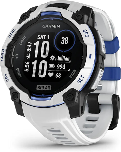 Garmin Instinct 3, Solar 45mm rugged GPS smartwatch, Whitestone