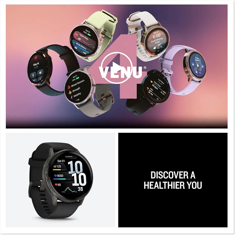 Garmin Venu 4, 45mm GPS smartwatch, Black