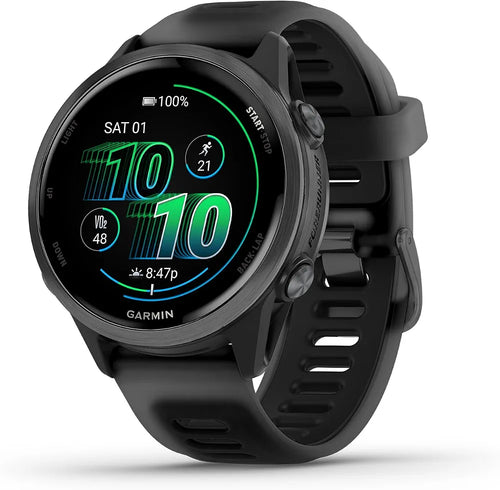 Garmin® Forerunner® 570, 42mm, Advanced GPS Running and Triathlon Smartwatch, AMOLED Display, Training and Recovery Features, Slate Gray Aluminum with Translucent Black/Black Band