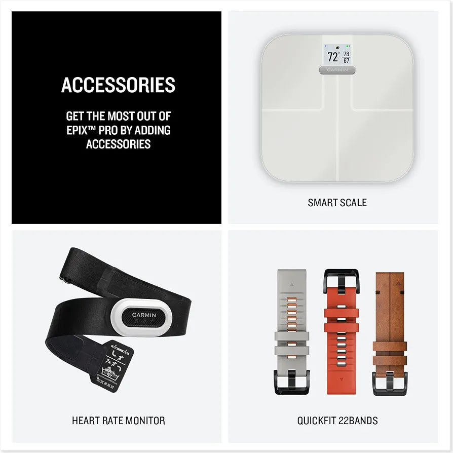 Garmin epix Pro , Glass, Silver, Whitestone