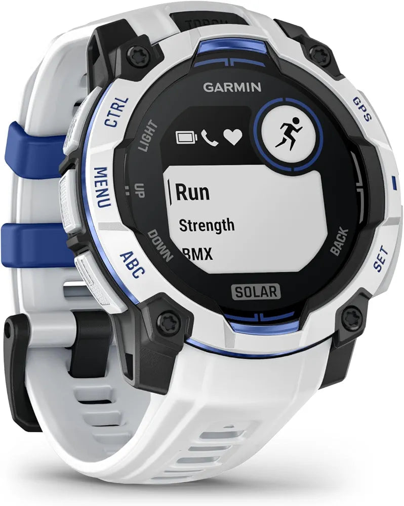Garmin Instinct 3, Solar 45mm rugged GPS smartwatch, Whitestone