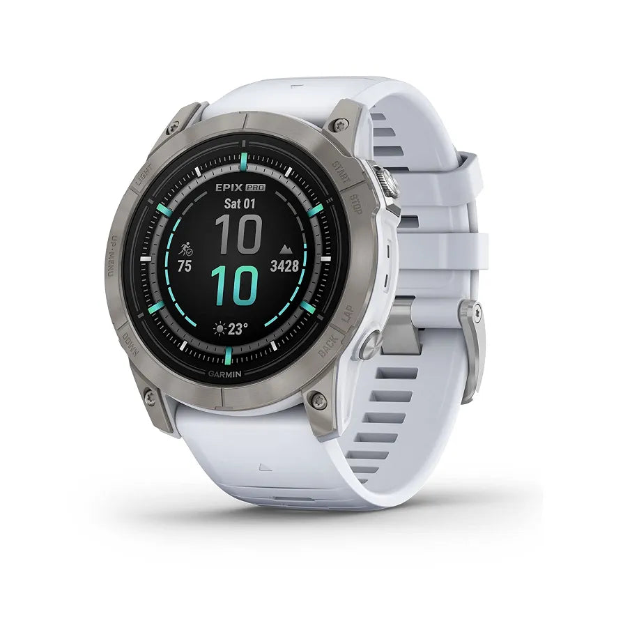 Garmin epix Pro  Sapphire Edition, 51mm, High Performance Smartwatch, Advanced Training Technology, Built-in Flashlight, Whitestone